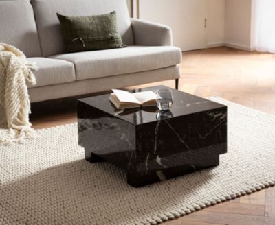 Table Basse Aspect Marbre 60 cm Table de Salon Carrée Moderne Brilliant FineBuy