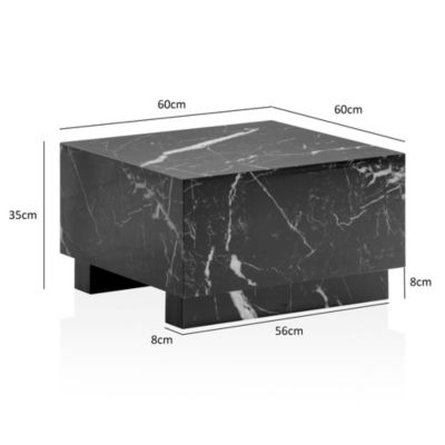 Table Basse Aspect Marbre 60 cm Table de Salon Carrée Moderne Brilliant FineBuy