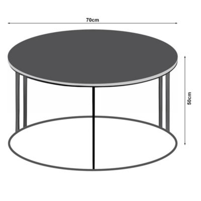 Table basse Aulum ronde 50 x 70 cm marbre blanc argent en.casa