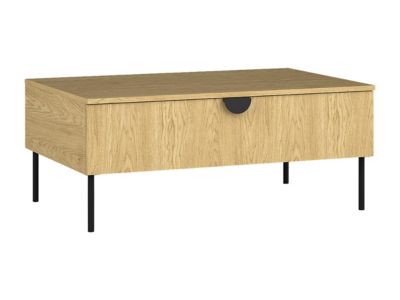 Table basse avec 1 porte - Naturel et noir - NATANIEL