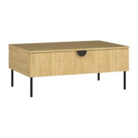 Table basse avec 1 porte - Naturel et noir - NATANIEL