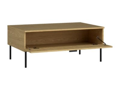 Table basse avec 1 porte - Naturel et noir - NATANIEL