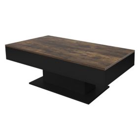 Table basse avec 2 espaces de rangement intérieur aspect bois noir 110x60x40 cm