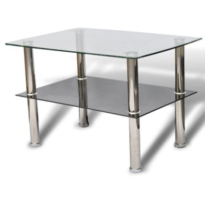 Table basse avec 2 étagères Verre vidaXL