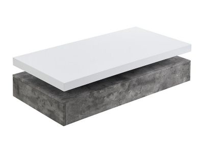 Table basse avec 2 tiroirs en MDF - Béton et blanc - FELIX