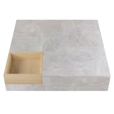 Table Basse Avec Coffre De Rangement Amovible, Gris Et Bois, 72x72x30 Cm,avec Effet Lumineux LED