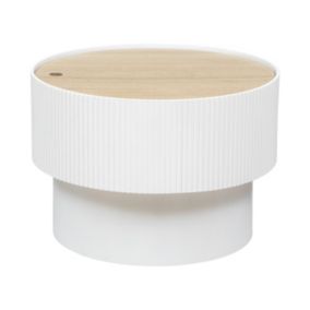 Table basse avec Coffre de rangement en bois peint Blanc D 55 x H 38 cm