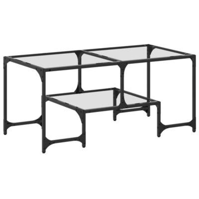 Table basse avec dessus en verre transparent 98,5x50x45cm acier vidaXL