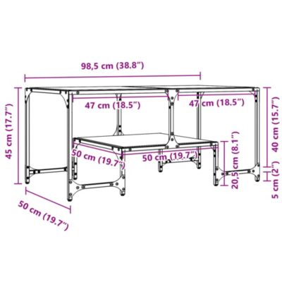Table basse avec dessus en verre transparent 98,5x50x45cm acier vidaXL