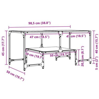 Table basse avec dessus en verre transparent 98,5x50x45cm acier vidaXL