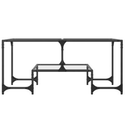 Table basse avec dessus en verre transparent 98,5x50x45cm acier vidaXL