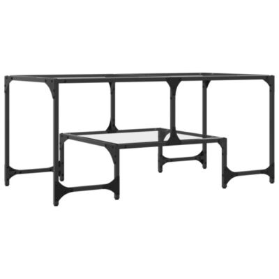 Table basse avec dessus en verre transparent 98,5x50x45cm acier vidaXL