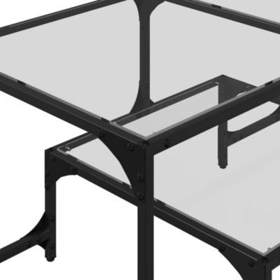 Table basse avec dessus en verre transparent 98,5x50x45cm acier vidaXL