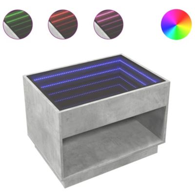Table basse avec LED infini gris béton 70x50x50 cm vidaXL