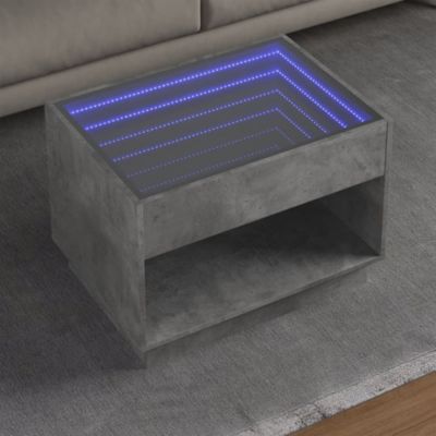 Table basse avec LED infini gris béton 70x50x50 cm vidaXL
