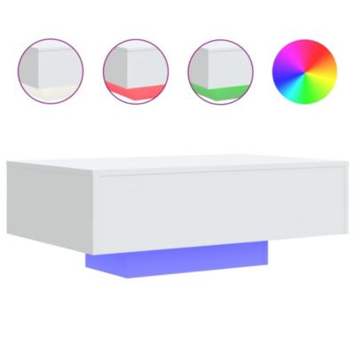 Table basse avec lumières LED blanc 85x55x31 cm vidaXL
