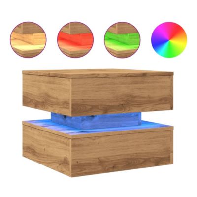 Table basse avec lumières LED chêne artisanal 50x50x40 cm vidaXL