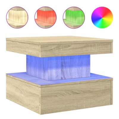 Table basse avec lumières LED chêne sonoma 50x50x40 cm vidaXL