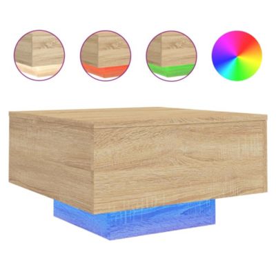 Table basse avec lumières LED chêne sonoma 55x55x31 cm vidaXL