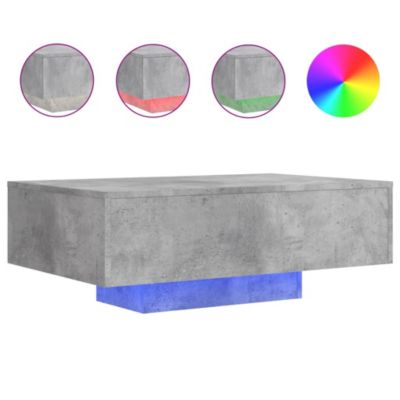 Table basse avec lumières LED gris béton 85x55x31 cm vidaXL