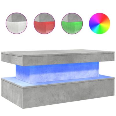 Table basse avec lumières LED gris béton 90x50x40 cm vidaXL