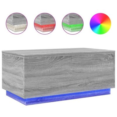 Table basse avec lumières LED gris sonoma 90x50x40 cm vidaXL