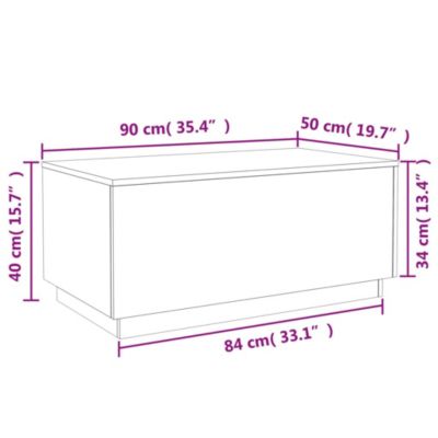 Table basse avec lumières LED gris sonoma 90x50x40 cm vidaXL