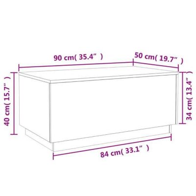 Table basse avec lumières LED gris sonoma 90x50x40 cm vidaXL