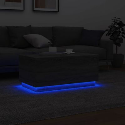 Table basse avec lumières LED gris sonoma 90x50x40 cm vidaXL