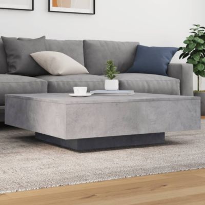 Table basse avec lumières LED,Table Salon à LED,Table d'appoint gris béton 100x100x31 cm