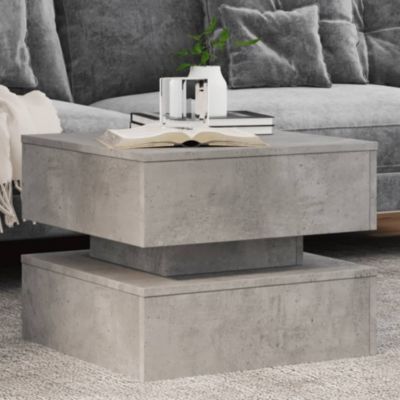 Table basse avec lumières LED,Table Salon à LED,Table d'appoint gris béton 50x50x40 cm 221666