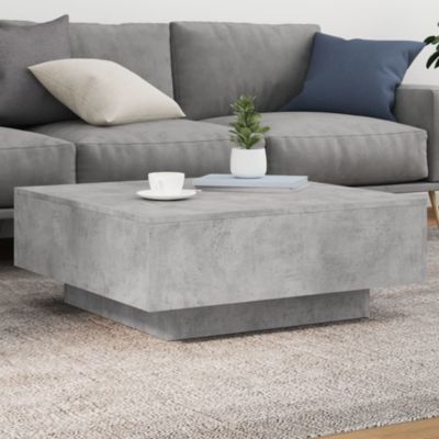 Table basse avec lumières LED,Table Salon à LED,Table d'appoint gris béton 80x80x31 cm