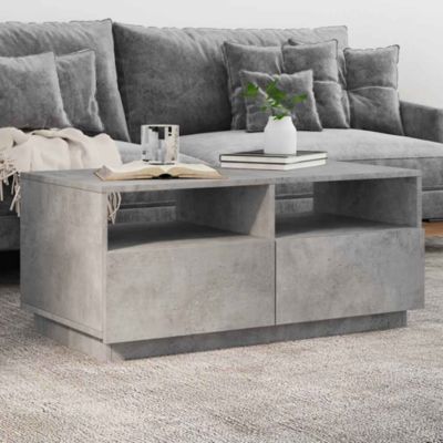 Table basse avec lumières LED,Table Salon à LED,Table d'appoint gris béton 90x49x40 cm