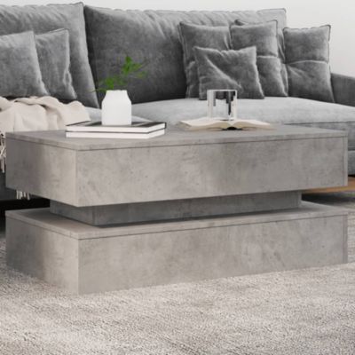 Table basse avec lumières LED,Table Salon à LED,Table d'appoint gris béton 90x50x40 cm