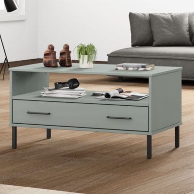 Table basse avec pieds en métal,Table Salon,Table d'appoint Gris 85x50x45 cm Bois OSLO