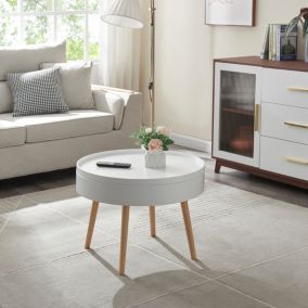 Table basse avec plateau amovible Bongard 45 x 60 cm blanc en.casa