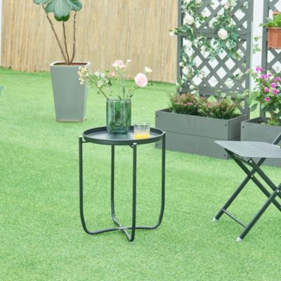 Table basse avec plateau amovible Sandefjord acier 53 x 40 cm noir en.casa