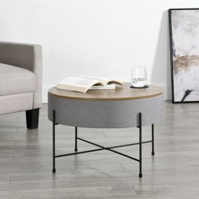 Table Basse avec Plateau Amovible Tauranga Effet Noyer Gris Noir 40 x 60 cm en.casa