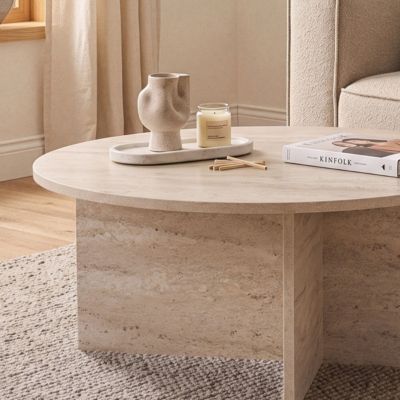 Table basse avec plateau arrondi L90 cm - SOLEIL