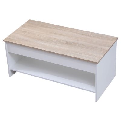 Table basse avec plateau relevable blanche et bois HEDDA - Happy Garden