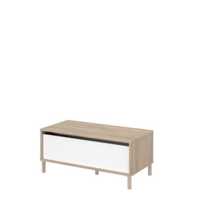 Table basse avec plateau relevable effet bois et blanc Morphos l. 100,8 x H. 43,6 x P. 50 cm