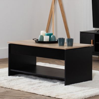 Table basse avec plateau relevable noire et bois HEDDA - Happy Garden