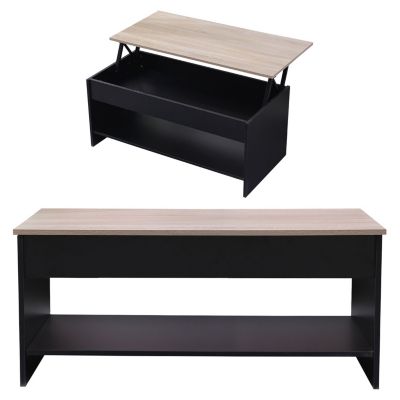 Table basse avec plateau relevable noire et bois HEDDA - Happy Garden