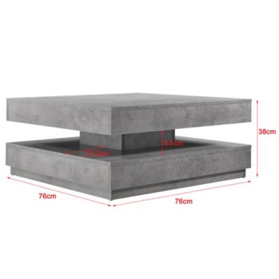 Table Basse avec Plateau Tournant Florenz Effet Béton en.casa