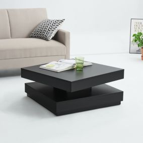 Table Basse avec Plateau Tournant Florenz Noir en.casa