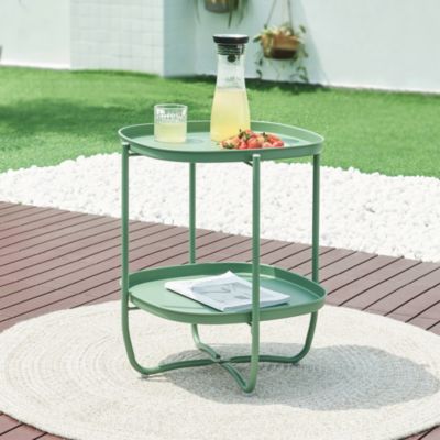 Table basse avec plateaux amovibles Sandefjord acier 58 x 46 x 46 cm vert en.casa