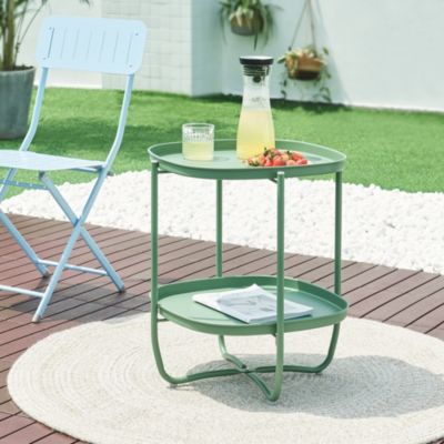 Table basse avec plateaux amovibles Sandefjord acier 58 x 46 x 46 cm vert en.casa
