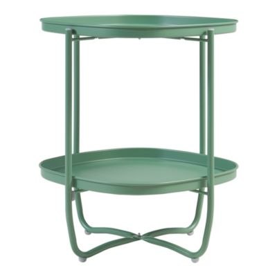 Table basse avec plateaux amovibles Sandefjord acier 58 x 46 x 46 cm vert en.casa