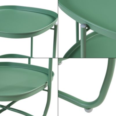 Table basse avec plateaux amovibles Sandefjord acier 58 x 46 x 46 cm vert en.casa