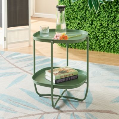 Table basse avec plateaux amovibles Sandefjord acier 58 x 46 x 46 cm vert en.casa
